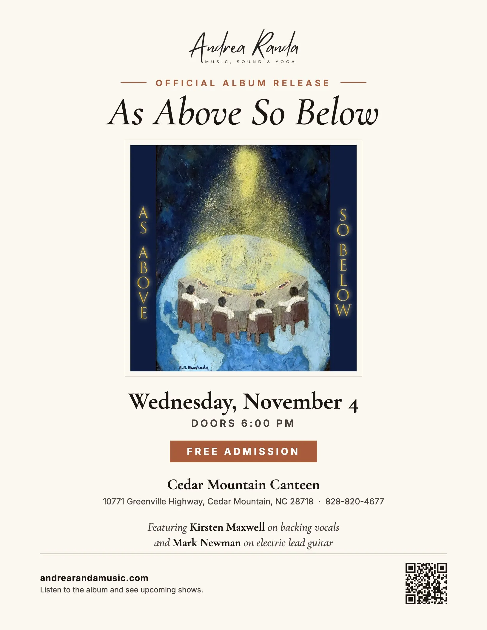 Flyer for the As Above So Below album release concert