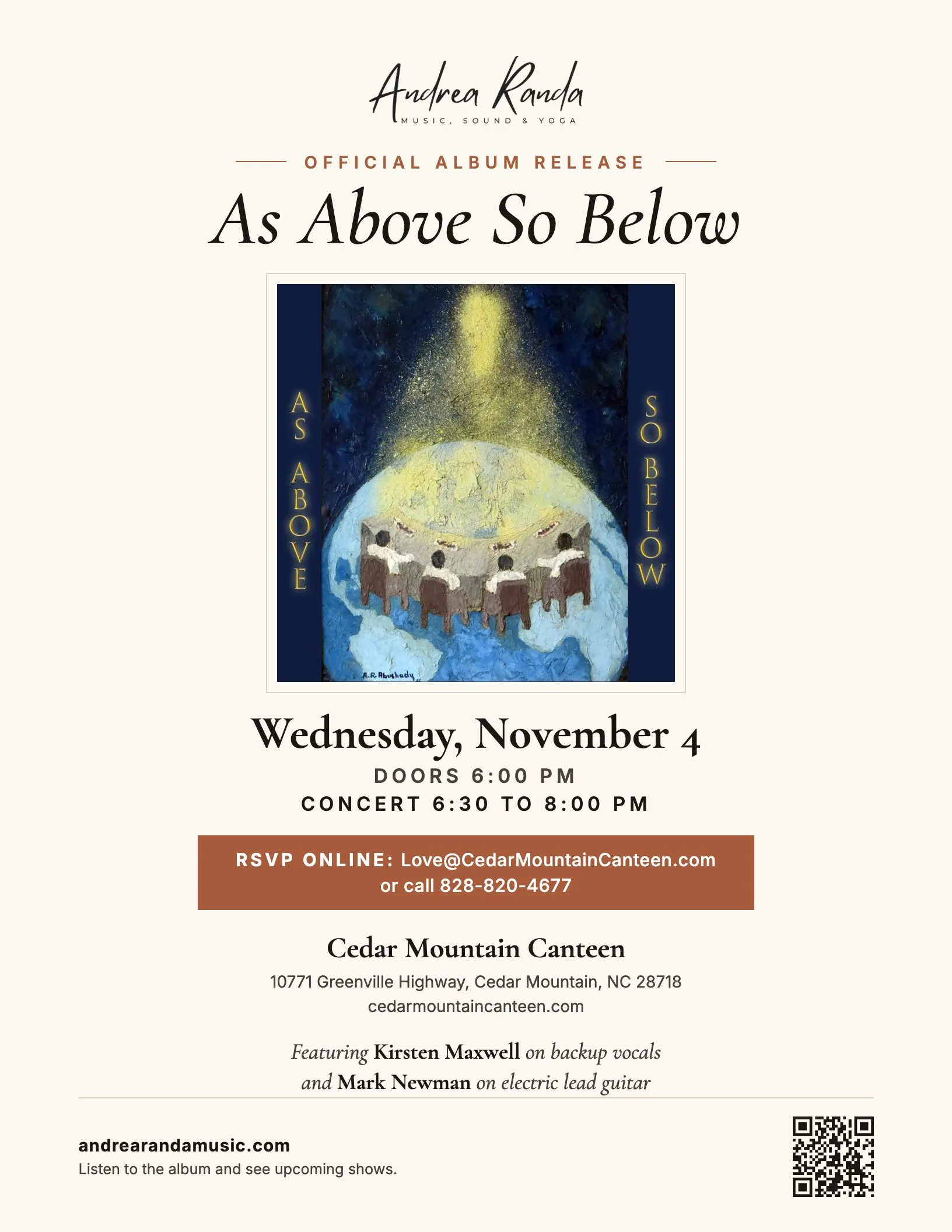 Flyer for the As Above So Below album release concert
